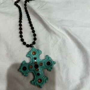 Turquoise Cross Pendant Necklace